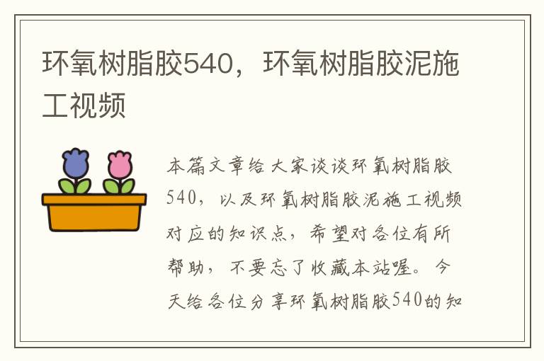 环氧树脂胶540，环氧树脂胶泥施工视频