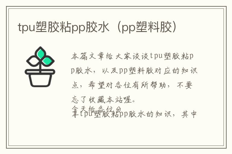 tpu塑胶粘pp胶水（pp塑料胶）