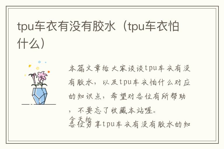 tpu车衣有没有胶水（tpu车衣怕什么）