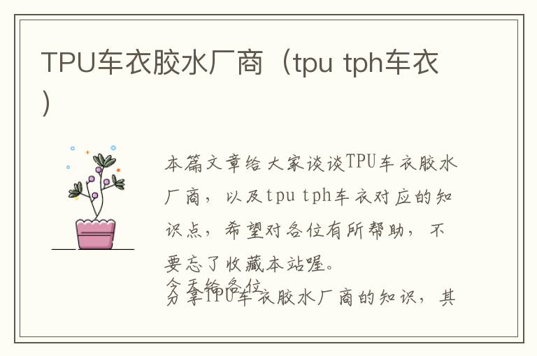 TPU车衣胶水厂商（tpu tph车衣）