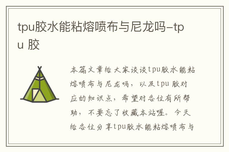 tpu胶水能粘熔喷布与尼龙吗-tpu 胶