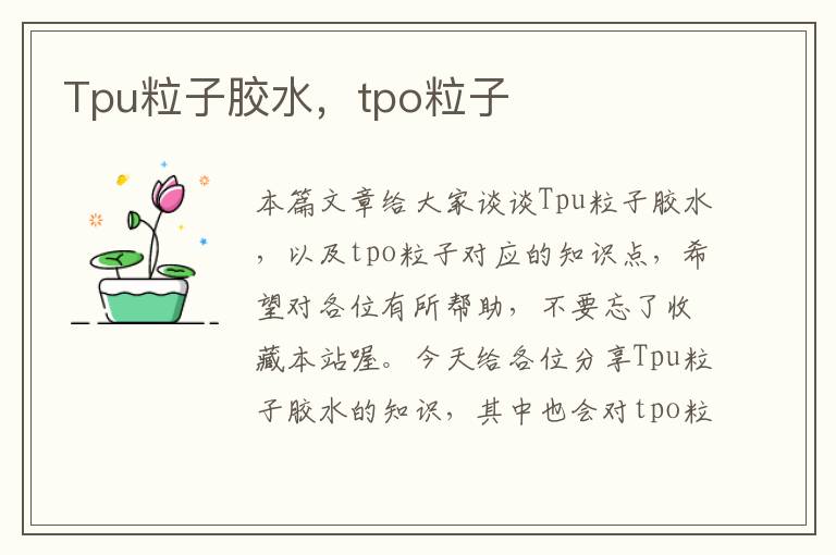 Tpu粒子胶水，tpo粒子