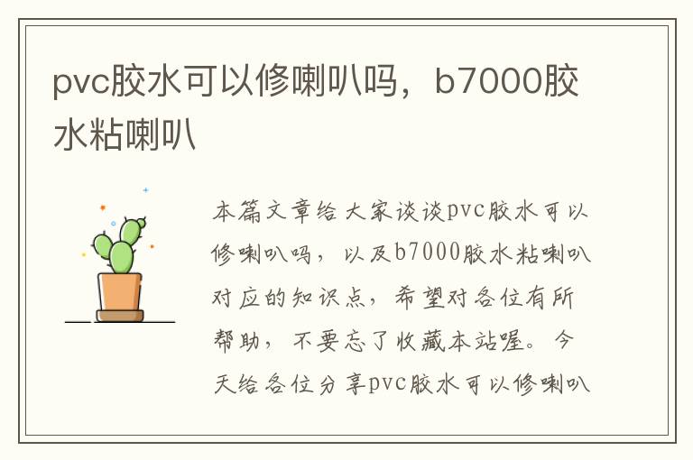 pvc胶水可以修喇叭吗，b7000胶水粘喇叭