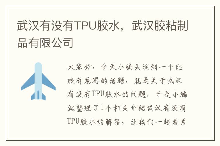 武汉有没有TPU胶水，武汉胶粘制品有限公司