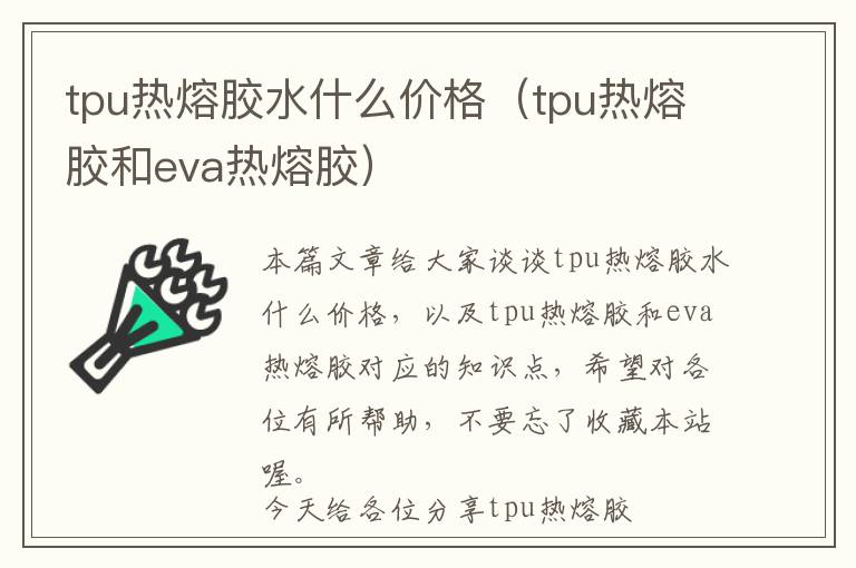 tpu热熔胶水什么价格（tpu热熔胶和eva热熔胶）