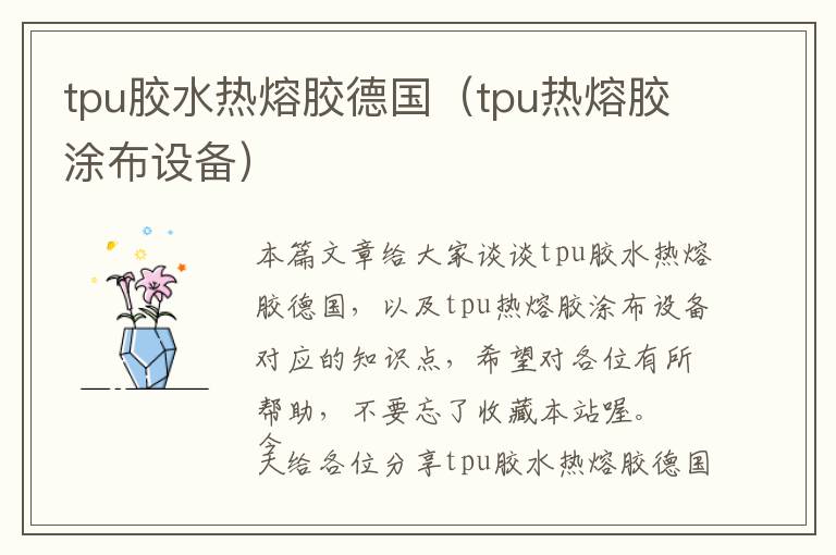 tpu胶水热熔胶德国（tpu热熔胶涂布设备）