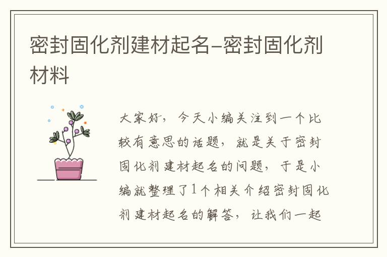 密封固化剂建材起名-密封固化剂材料