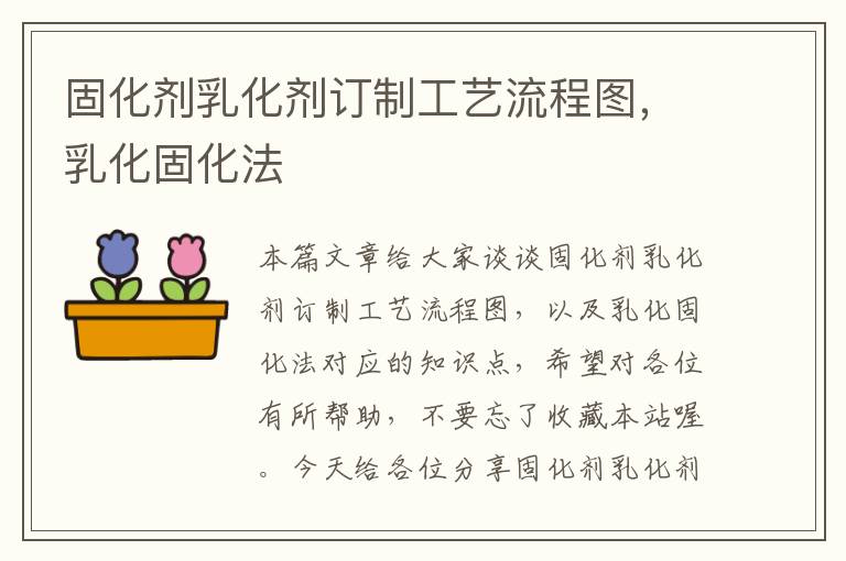 固化剂乳化剂订制工艺流程图，乳化固化法