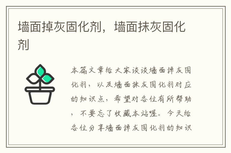 墙面掉灰固化剂，墙面抹灰固化剂