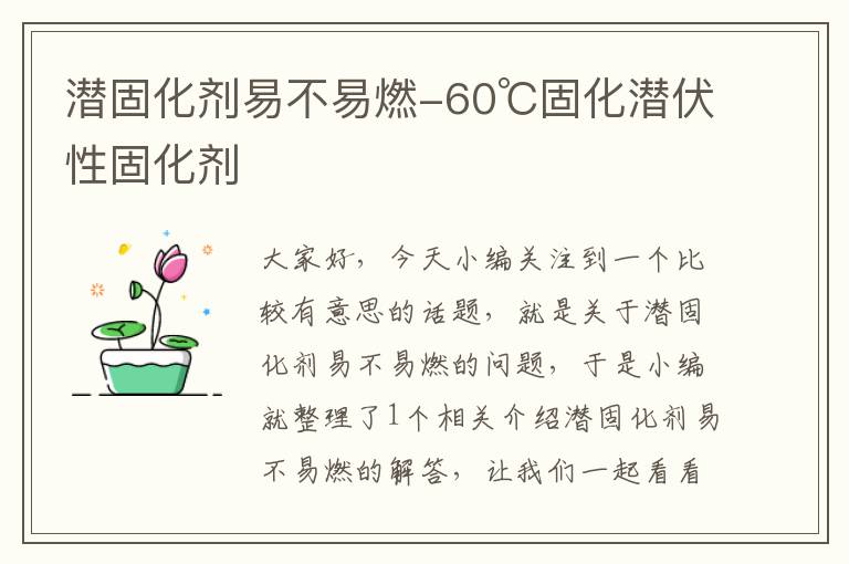 潜固化剂易不易燃-60℃固化潜伏性固化剂