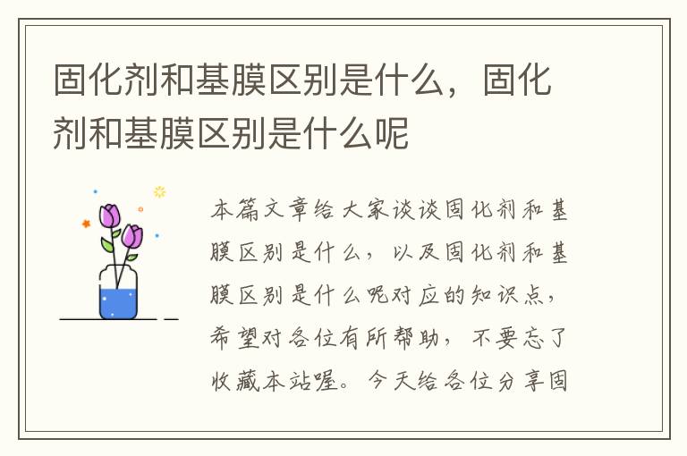 固化剂和基膜区别是什么，固化剂和基膜区别是什么呢