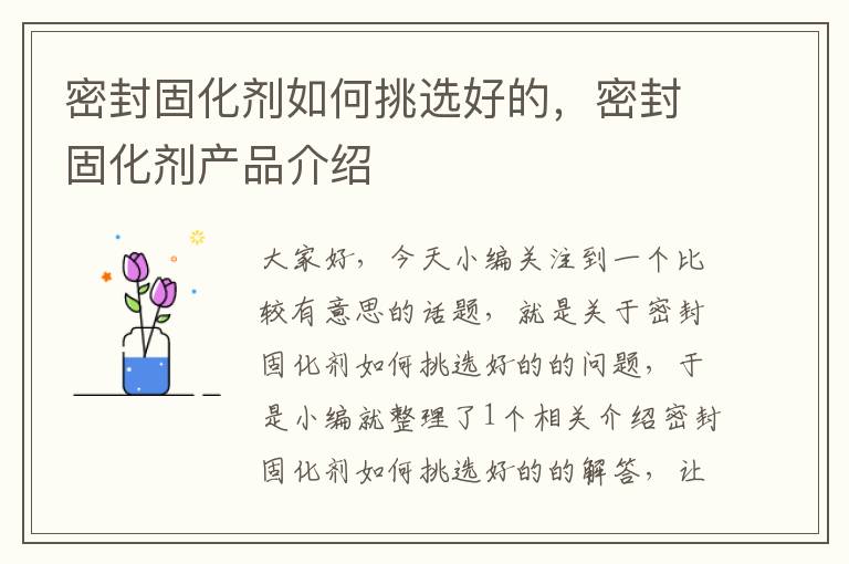 密封固化剂如何挑选好的，密封固化剂产品介绍