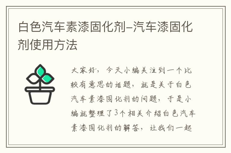 白色汽车素漆固化剂-汽车漆固化剂使用方法