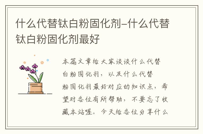 什么代替钛白粉固化剂-什么代替钛白粉固化剂最好