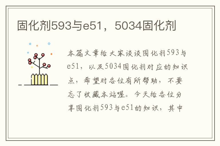 固化剂593与e51，5034固化剂