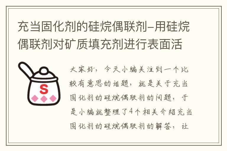 充当固化剂的硅烷偶联剂-用硅烷偶联剂对矿质填充剂进行表面活化处理