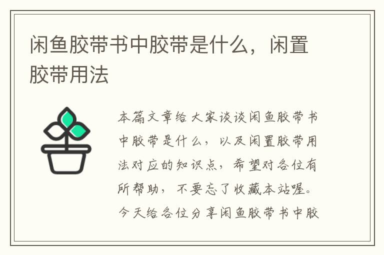 闲鱼胶带书中胶带是什么，闲置胶带用法