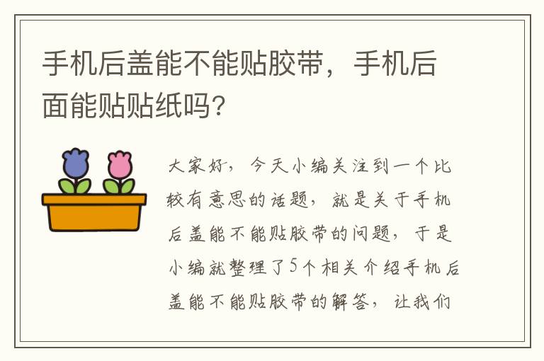 手机后盖能不能贴胶带，手机后面能贴贴纸吗?