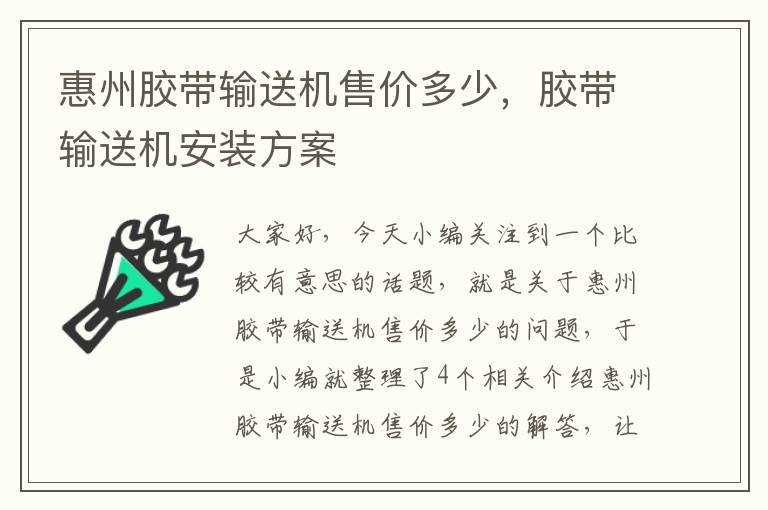 惠州胶带输送机售价多少，胶带输送机安装方案