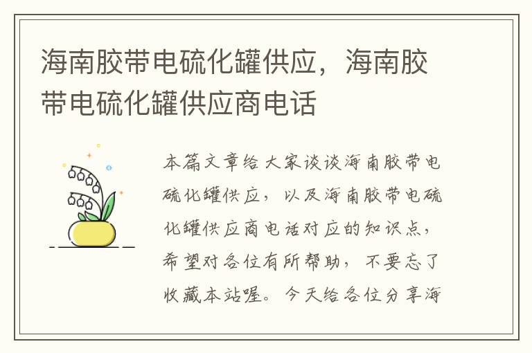 海南胶带电硫化罐供应，海南胶带电硫化罐供应商电话