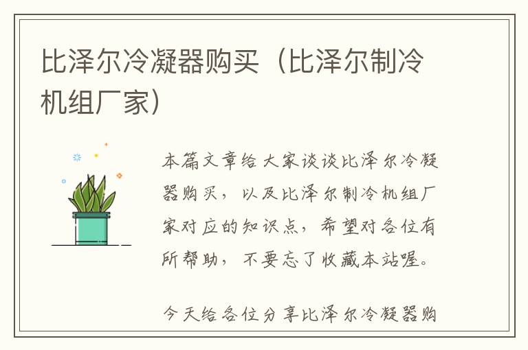 比泽尔冷凝器购买（比泽尔制冷机组厂家）