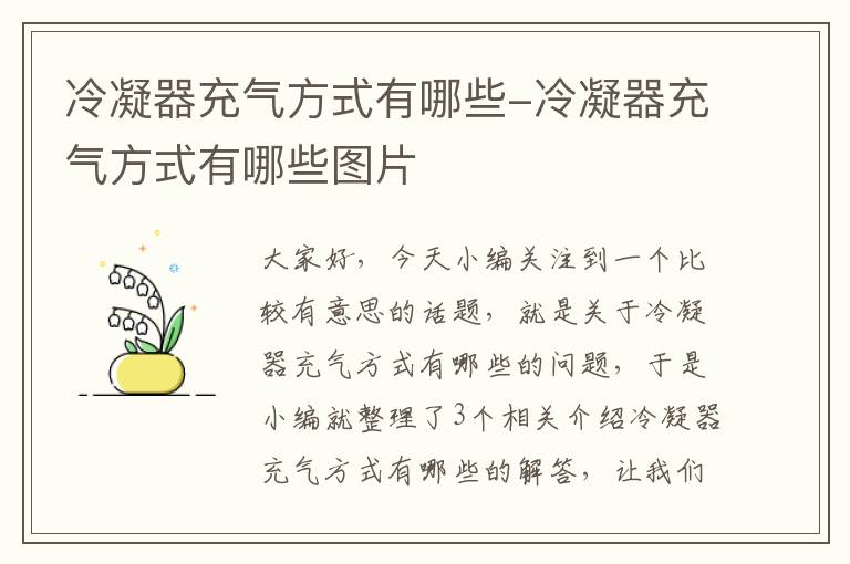 冷凝器充气方式有哪些-冷凝器充气方式有哪些图片