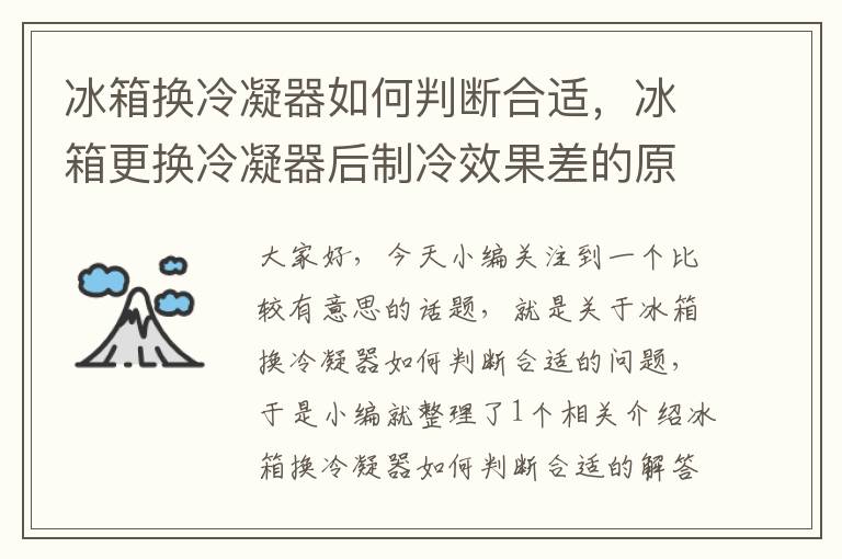 冰箱换冷凝器如何判断合适，冰箱更换冷凝器后制冷效果差的原因