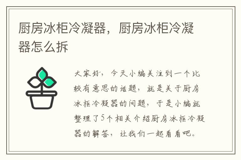 厨房冰柜冷凝器，厨房冰柜冷凝器怎么拆