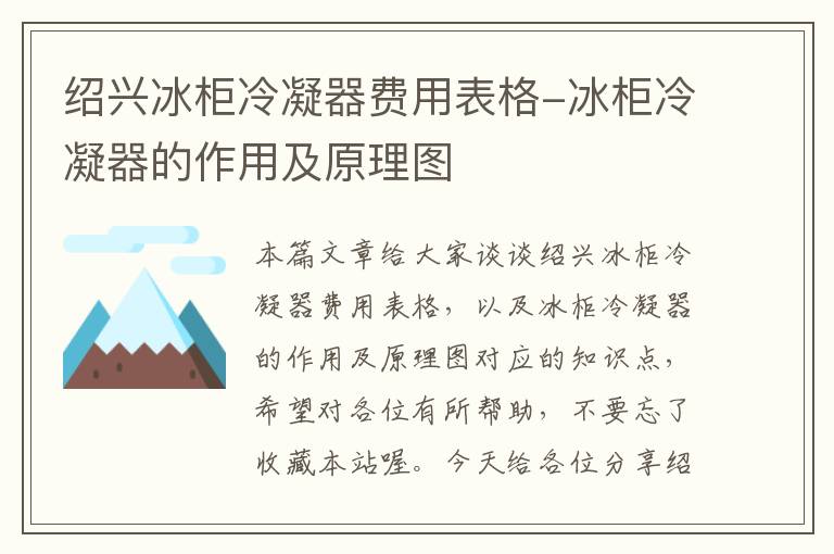 绍兴冰柜冷凝器费用表格-冰柜冷凝器的作用及原理图