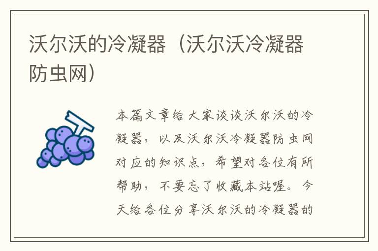 沃尔沃的冷凝器（沃尔沃冷凝器防虫网）