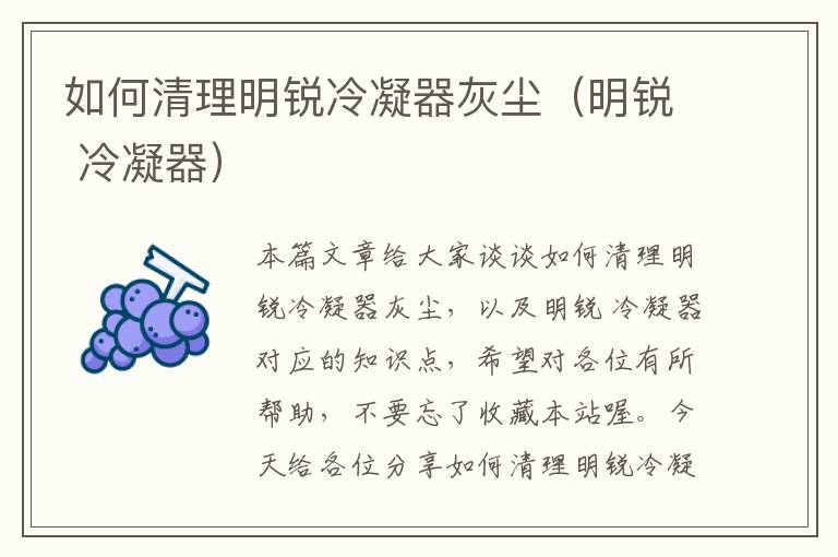 如何清理明锐冷凝器灰尘（明锐 冷凝器）