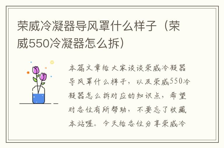 荣威冷凝器导风罩什么样子（荣威550冷凝器怎么拆）