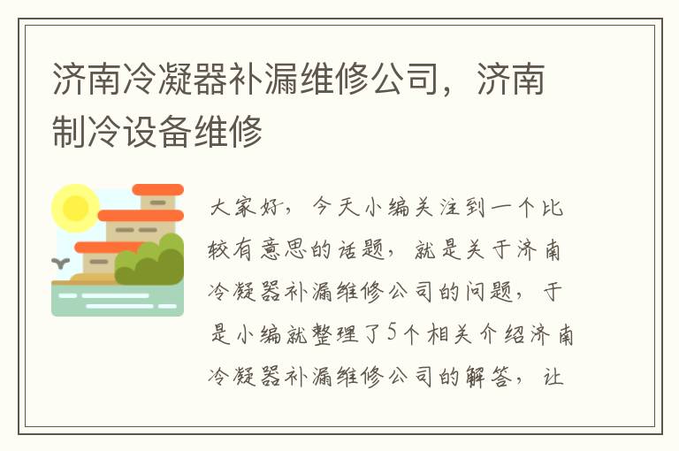 济南冷凝器补漏维修公司，济南制冷设备维修