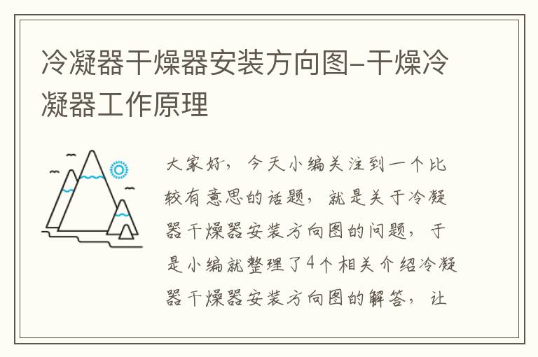 冷凝器干燥器安装方向图-干燥冷凝器工作原理