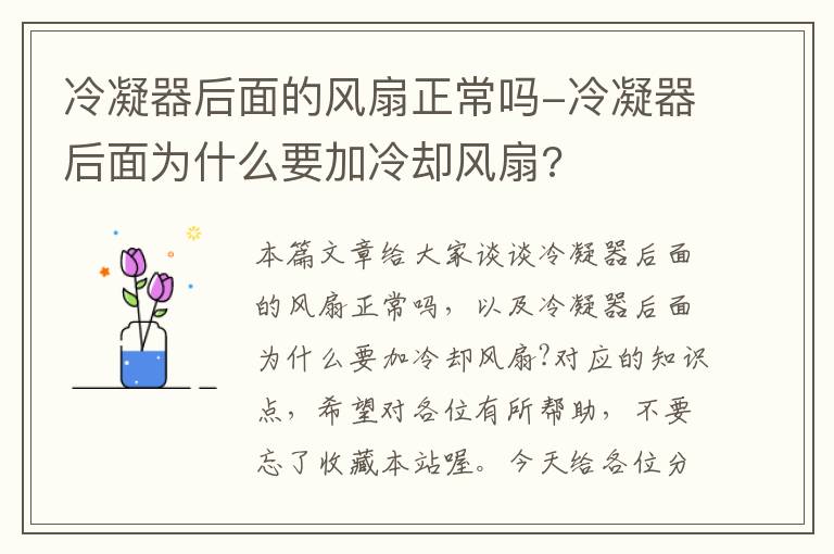 冷凝器后面的风扇正常吗-冷凝器后面为什么要加冷却风扇?