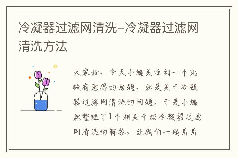 冷凝器过滤网清洗-冷凝器过滤网清洗方法