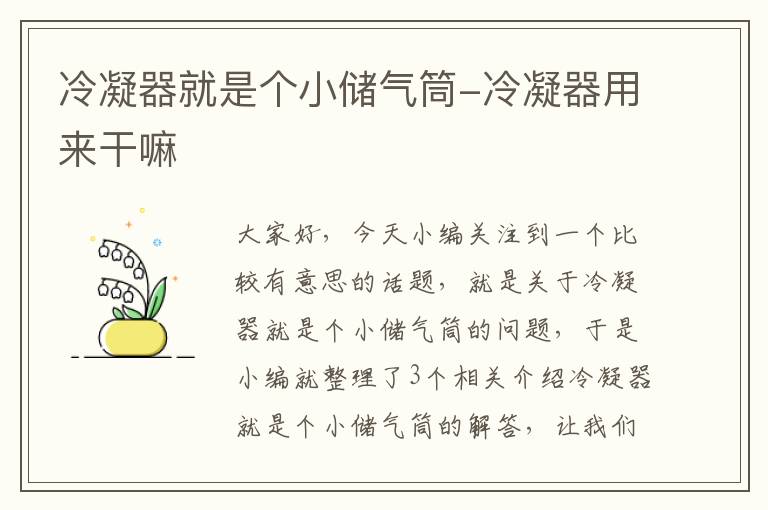 冷凝器就是个小储气筒-冷凝器用来干嘛