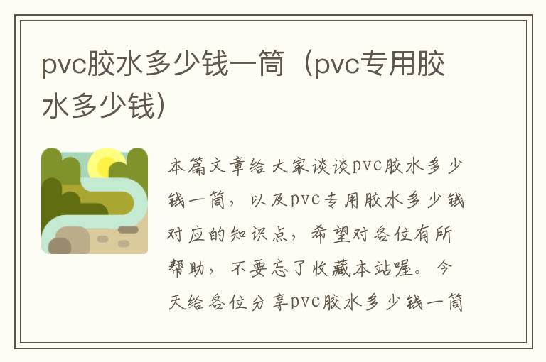 pvc胶水多少钱一筒（pvc专用胶水多少钱）