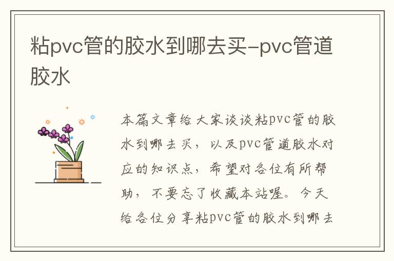 粘pvc管的胶水到哪去买-pvc管道胶水