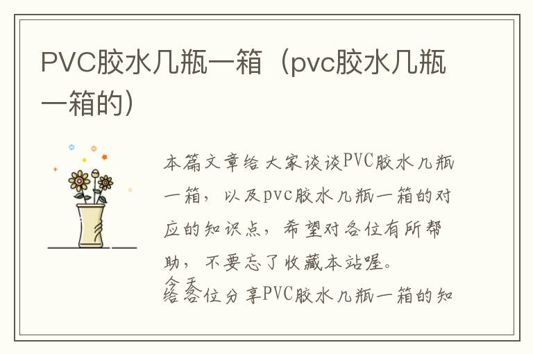 PVC胶水几瓶一箱（pvc胶水几瓶一箱的）