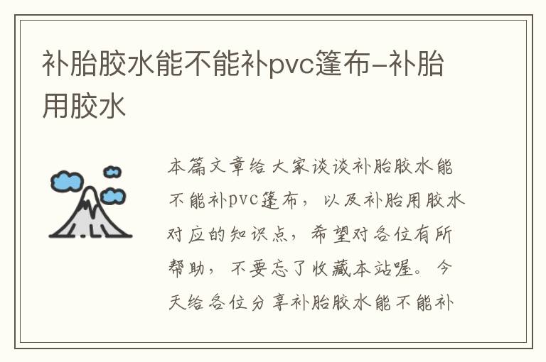 补胎胶水能不能补pvc篷布-补胎用胶水