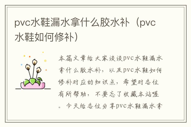 pvc水鞋漏水拿什么胶水补（pvc水鞋如何修补）