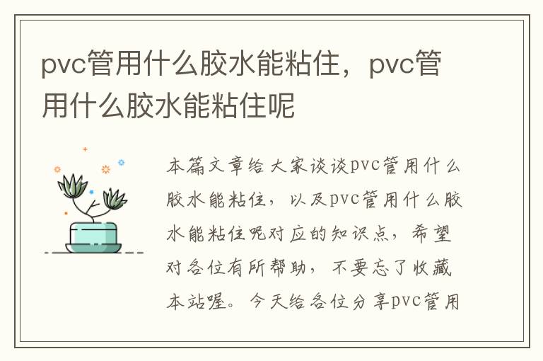 pvc管用什么胶水能粘住，pvc管用什么胶水能粘住呢