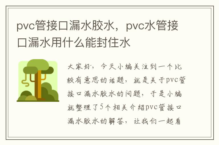 pvc管接口漏水胶水，pvc水管接口漏水用什么能封住水