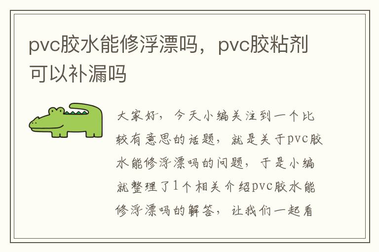 pvc胶水能修浮漂吗，pvc胶粘剂可以补漏吗