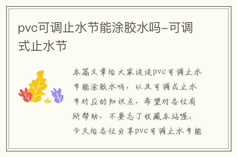 pvc可调止水节能涂胶水吗-可调式止水节