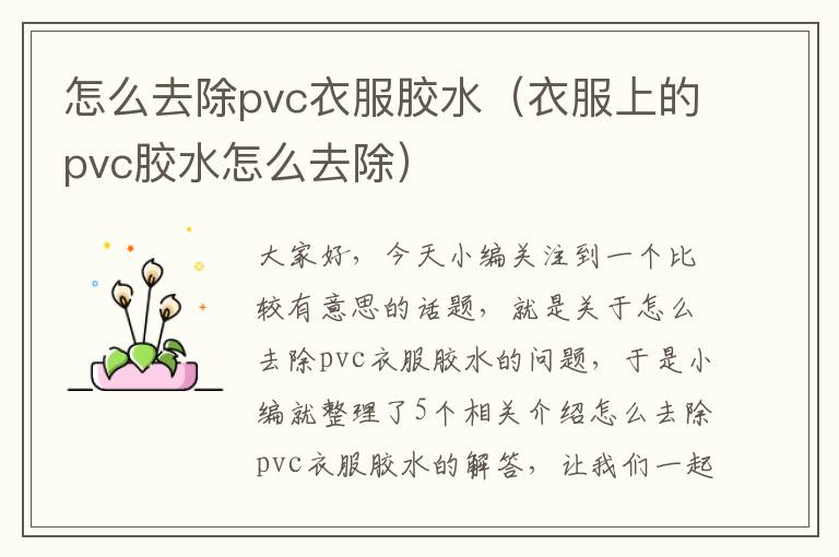 怎么去除pvc衣服胶水（衣服上的pvc胶水怎么去除）