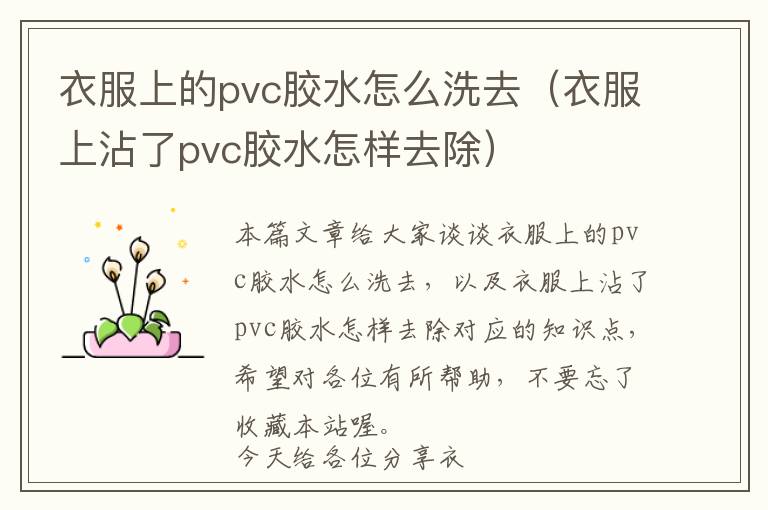 衣服上的pvc胶水怎么洗去（衣服上沾了pvc胶水怎样去除）