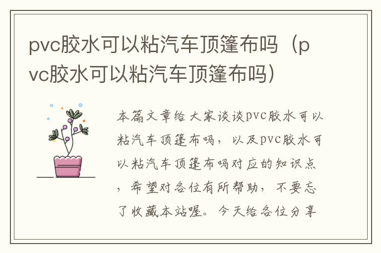 pvc胶水可以粘汽车顶篷布吗（pvc胶水可以粘汽车顶篷布吗）