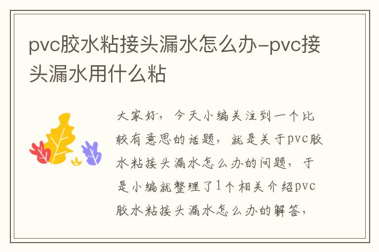 pvc胶水粘接头漏水怎么办-pvc接头漏水用什么粘